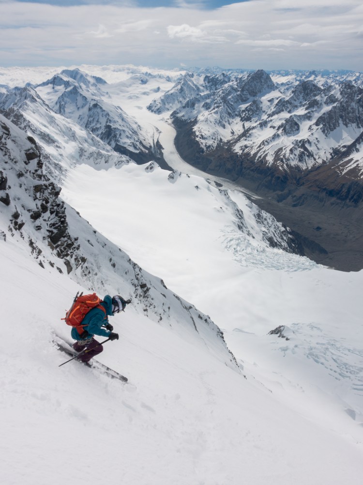 Dave Searle skiing East Face of Aoraki / Mount Cook by Ross Hewitt