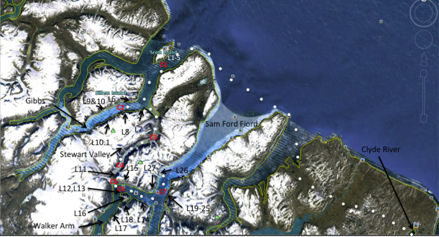 Baffin route canps and lines