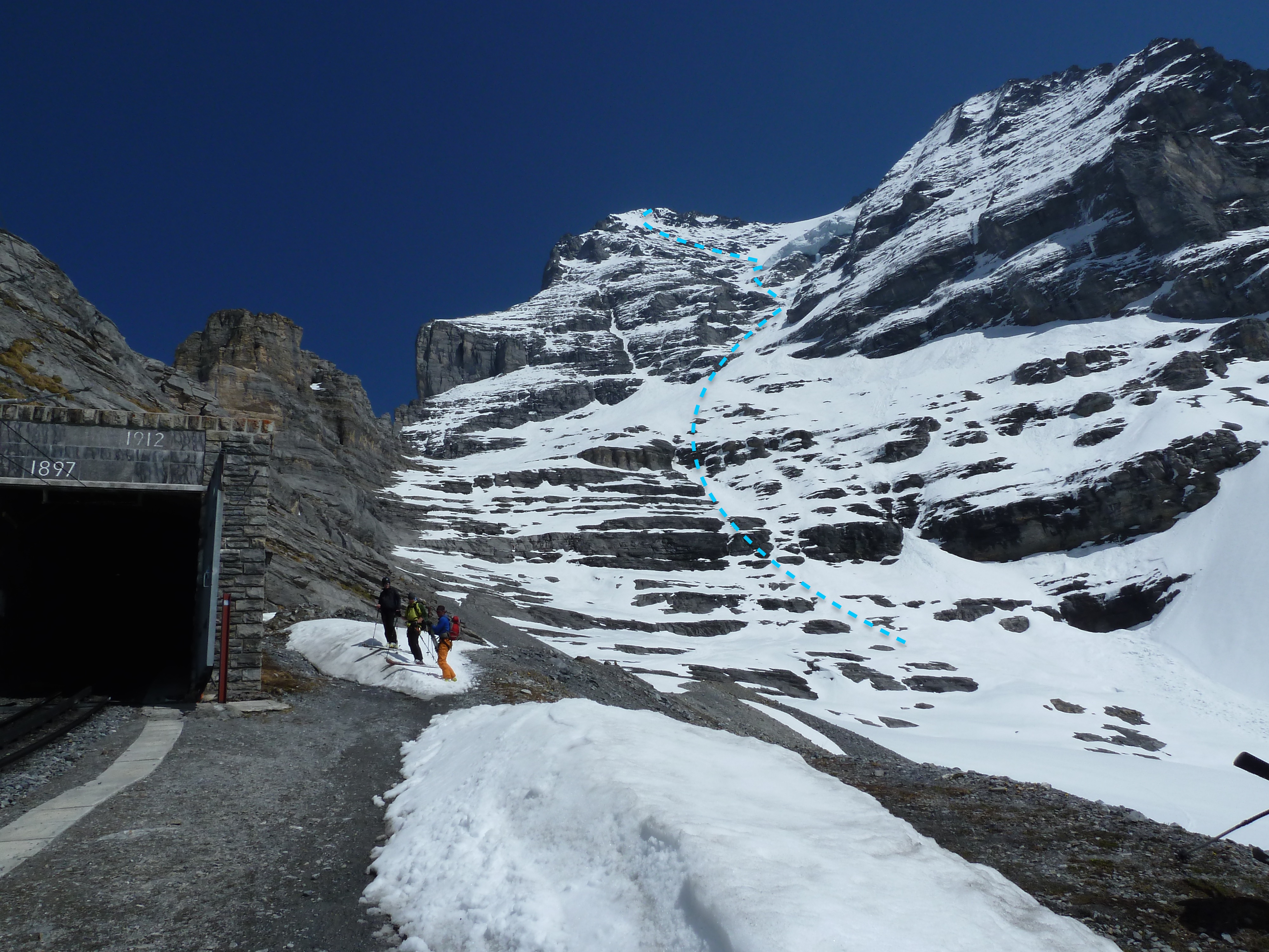 eiger west face ski descent topo ross hewitt