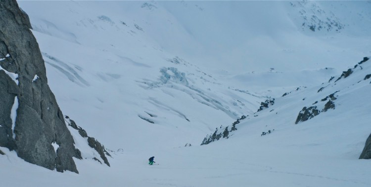 Ross Hewitt skiing Croulante Couloir