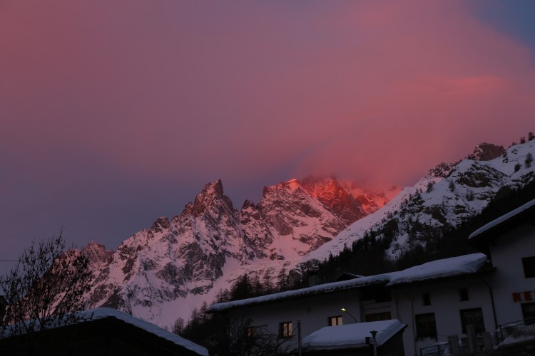 Peuterey Ridge at dawn 