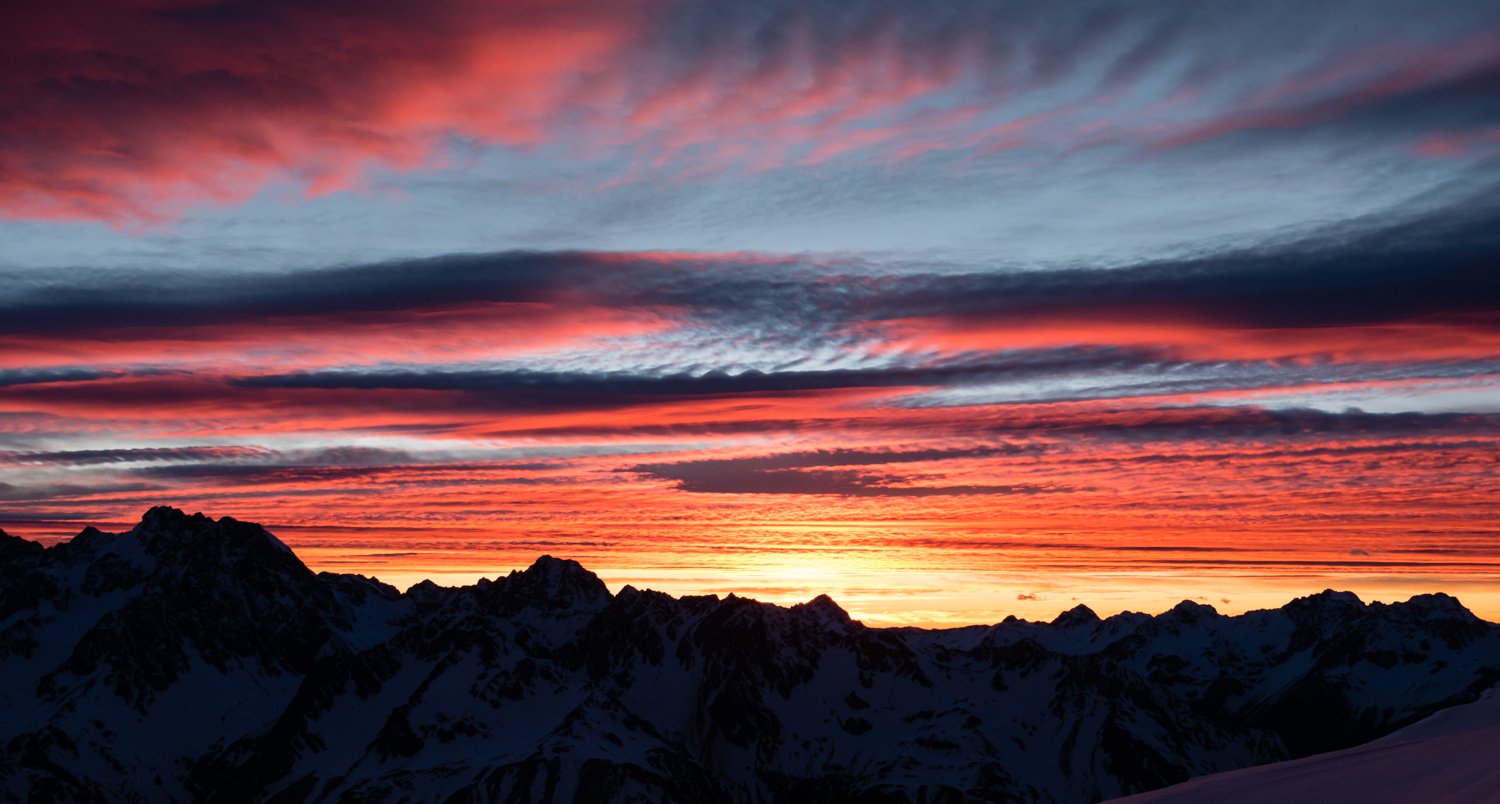 sunrise over Aiguille Rouge Chudleigh Nathan by Ross Hewitt