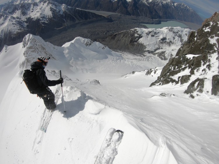 Ross HeDave Searle POV of Ross Hewitt skiing First Descent on Caroline Face of Aoraki Mount Cook NZ