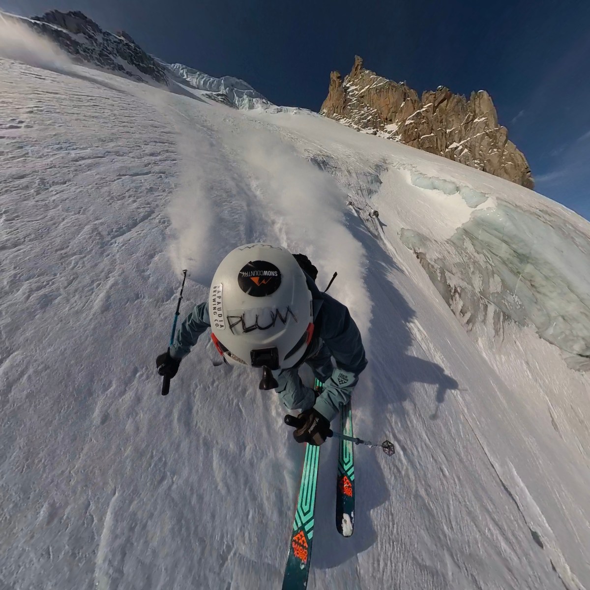 Skiing the north east face of Point Yeld